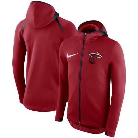 Men Miami Heat Nike Showtime Therma Flex Performance Full Zip Hoodie Red